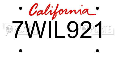 7WIL921 California License Plate