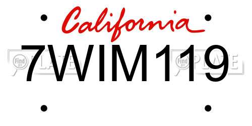 7WIM119 California License Plate