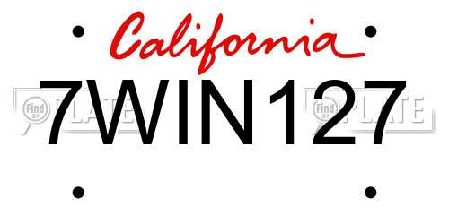 7WIN127 California License Plate