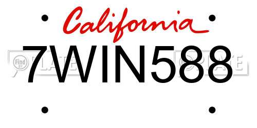 7WIN588 California License Plate