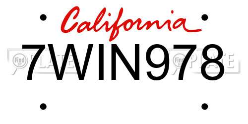 7WIN978 California License Plate
