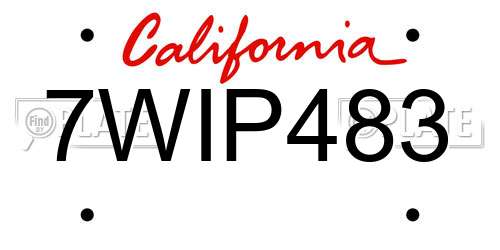 7WIP483 California License Plate