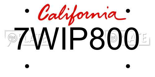7WIP800 California License Plate