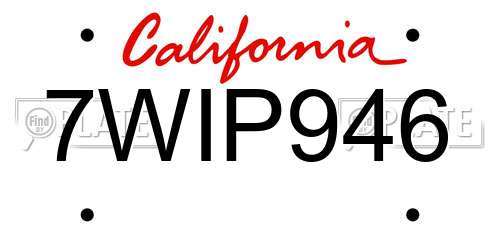 7WIP946 California License Plate