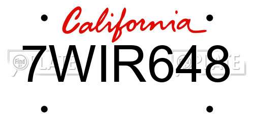 7WIR648 California License Plate