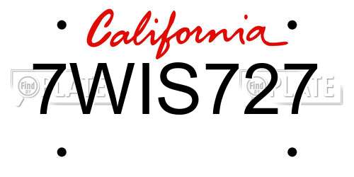 7WIS727 California License Plate