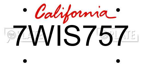 7WIS757 California License Plate