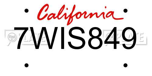 7WIS849 California License Plate