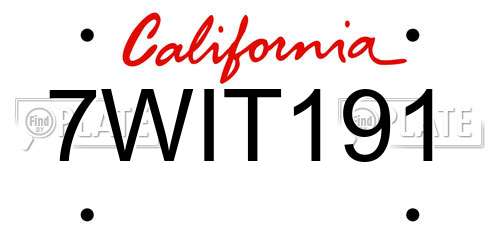 7WIT191 California License Plate