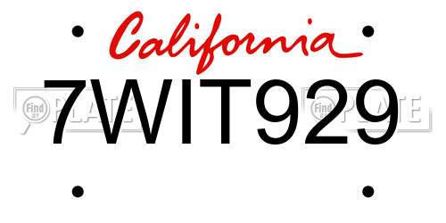 7WIT929 California License Plate