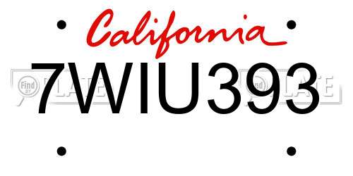 7WIU393 California License Plate