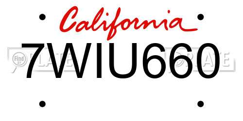 7WIU660 California License Plate