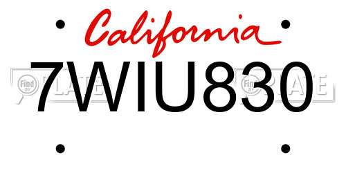 7WIU830 California License Plate