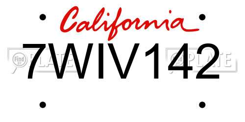 7WIV142 California License Plate