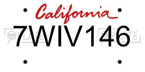 7WIV146 California License Plate