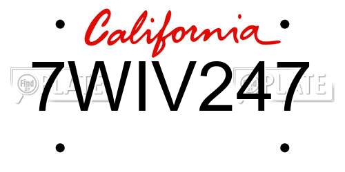 7WIV247 California License Plate