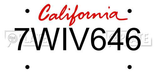 7WIV646 California License Plate