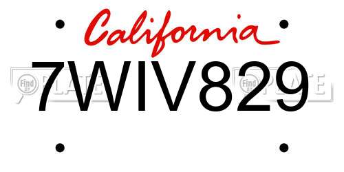 7WIV829 California License Plate