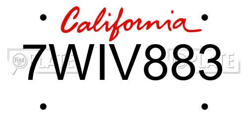 7WIV883 California License Plate