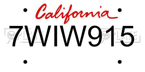 7WIW915 California License Plate