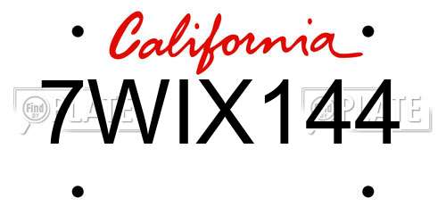 7WIX144 California License Plate