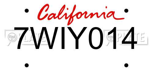 7WIY014 California License Plate