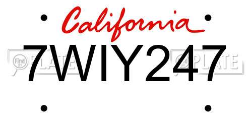 7WIY247 California License Plate