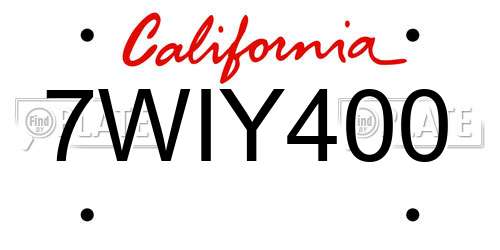 7WIY400 California License Plate