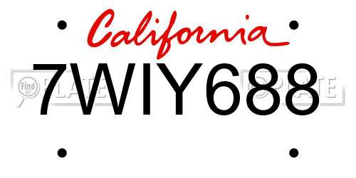 7WIY688 California License Plate