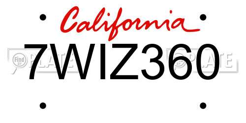 7WIZ360 California License Plate