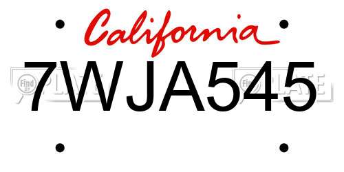 7WJA545 California License Plate