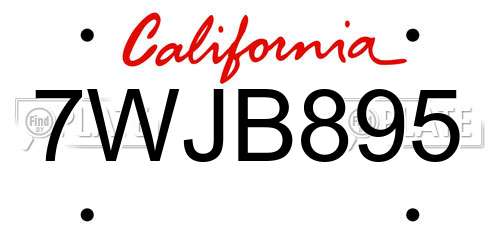 7WJB895 California License Plate