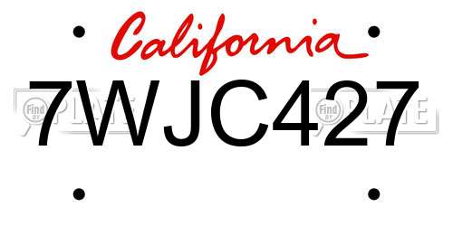 7WJC427 California License Plate