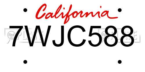 7WJC588 California License Plate