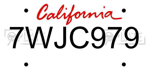 7WJC979 California License Plate