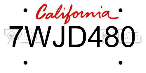 7WJD480 California License Plate