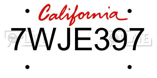 7WJE397 California License Plate