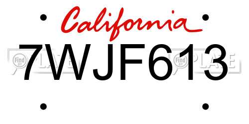 7WJF613 California License Plate