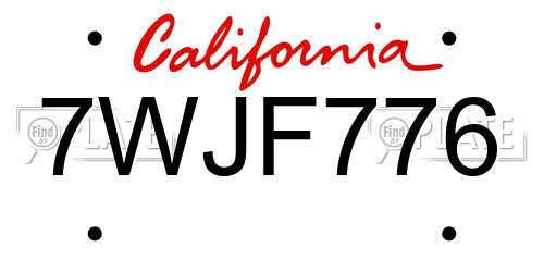 7WJF776 California License Plate
