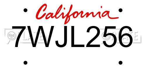 7WJL256 California License Plate