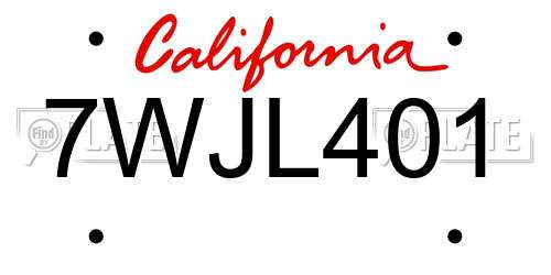 7WJL401 California License Plate