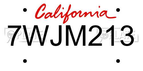 7WJM213 California License Plate
