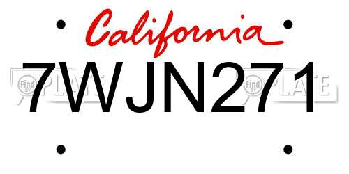 7WJN271 California License Plate