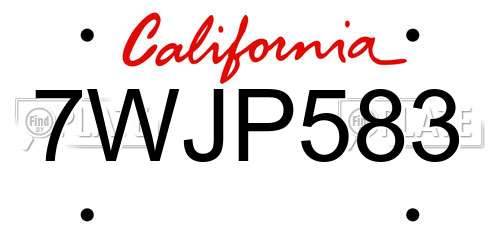 7WJP583 California License Plate