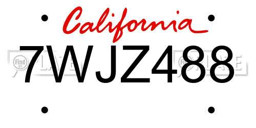 7WJZ488 California License Plate