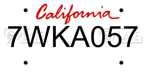 7WKA057 California License Plate