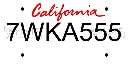7WKA555 California License Plate