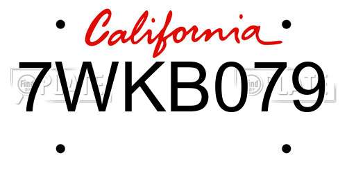 7WKB079 California License Plate