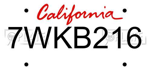 7WKB216 California License Plate