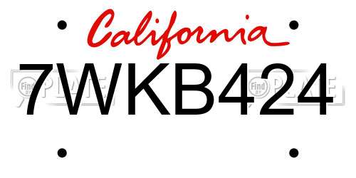7WKB424 California License Plate